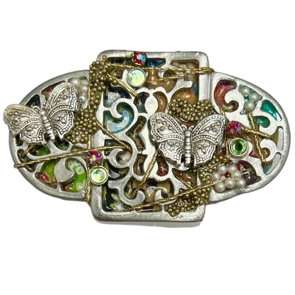 ALICE M SIGNED MIXED MEDIA BUTTERFLY BROOCH - Picture 4 of 16